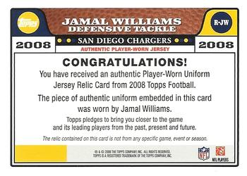 2008 Topps - Jersey Relics #R-JW Jamal Williams Back