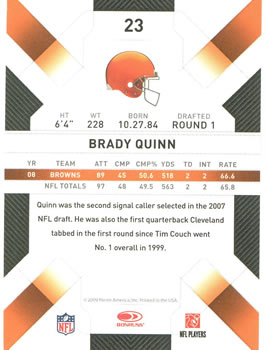 2009 Donruss Threads #23 Brady Quinn Back