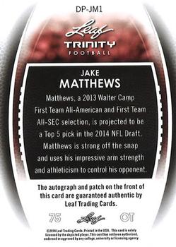2014 Leaf Trinity #DP-JM1 Jake Matthews Back