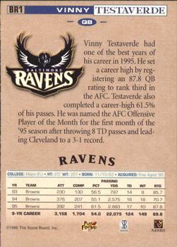 1996 Score Board Baltimore Ravens #BR1 Vinny Testaverde Back