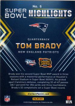 2014 Panini Macy's Super Bowl XLVIII Highlight Giveaway #6 Tom Brady Back