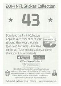 2014 Panini Stickers #43 Rob Gronkowski Back