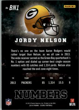 2014 Score - Behind the Numbers Blue #BN1 Jordy Nelson Back