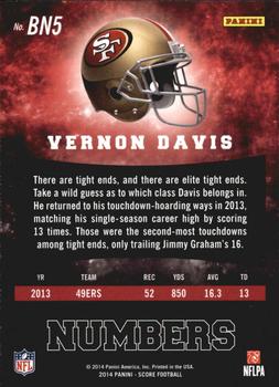 2014 Score - Behind the Numbers Blue #BN5 Vernon Davis Back