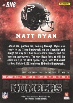 2014 Score - Behind the Numbers Blue #BN6 Matt Ryan Back
