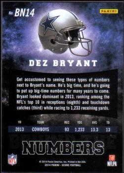 2014 Score - Behind the Numbers Blue #BN14 Dez Bryant Back