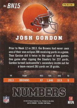 2014 Score - Behind the Numbers Blue #BN15 Josh Gordon Back
