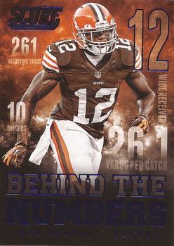 2014 Score - Behind the Numbers Blue #BN15 Josh Gordon Front