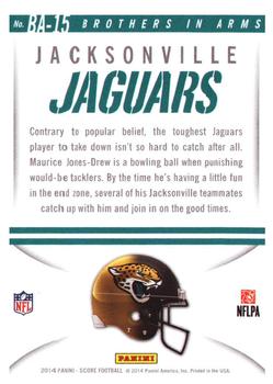 2014 Score - Brothers in Arms Blue #BA-15 Jacksonville Jaguars Back