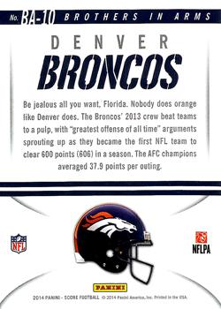 2014 Score - Brothers in Arms Blue #BA-10 Denver Broncos Back
