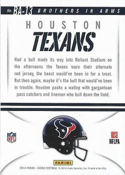 2014 Score - Brothers in Arms Blue #BA-13 Houston Texans Back