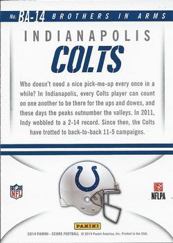 2014 Score - Brothers in Arms Blue #BA-14 Indianapolis Colts Back