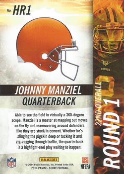 2014 Score - Hot Rookies #HR1 Johnny Manziel Back