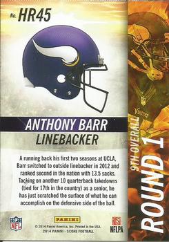 2014 Score - Hot Rookies #HR45 Anthony Barr Back