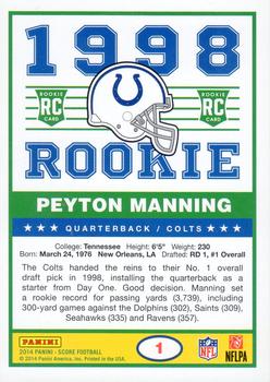 2014 Score - '89 Score Quarterbacks #1 Peyton Manning Back