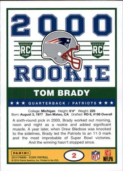 2014 Score - '89 Score Quarterbacks #2 Tom Brady Back