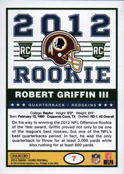 2014 Score - '89 Score Quarterbacks #7 Robert Griffin III Back