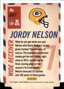 2014 Score - Air Mail Gold #AM7 Jordy Nelson Back