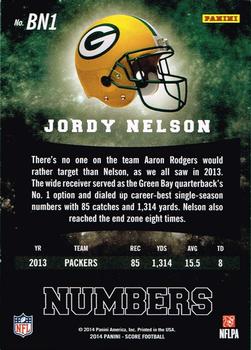 2014 Score - Behind the Numbers Gold #BN1 Jordy Nelson Back