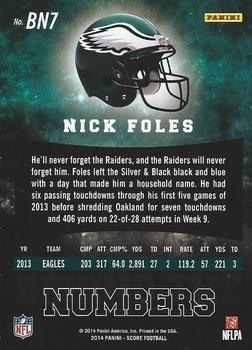 2014 Score - Behind the Numbers Gold #BN7 Nick Foles Back