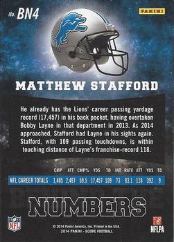 2014 Score - Behind the Numbers Red #BN4 Matthew Stafford Back