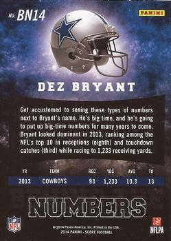 2014 Score - Behind the Numbers Red #BN14 Dez Bryant Back