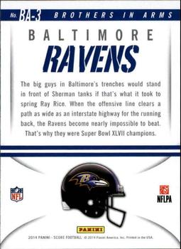 2014 Score - Brothers in Arms Gold #BA-3 Baltimore Ravens Back