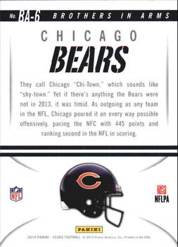 2014 Score - Brothers in Arms Gold #BA-6 Chicago Bears Back