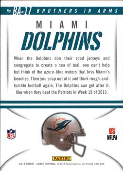 2014 Score - Brothers in Arms Gold #BA-17 Miami Dolphins Back
