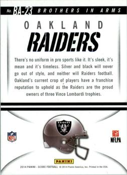 2014 Score - Brothers in Arms Gold #BA-23 Oakland Raiders Back