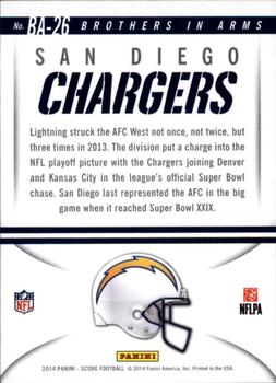 2014 Score - Brothers in Arms Gold #BA-26 San Diego Chargers Back