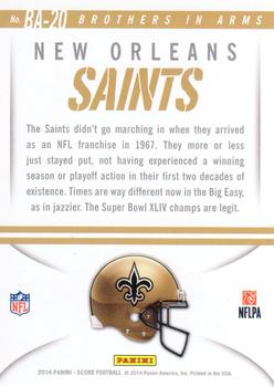 2014 Score - Brothers in Arms Gold #BA-20 New Orleans Saints Back