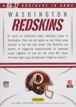 2014 Score - Brothers in Arms Gold #BA-32 Washington Redskins Back