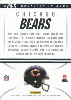 2014 Score - Brothers in Arms Red #BA-6 Chicago Bears Back