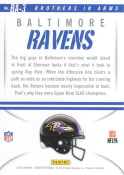 2014 Score - Brothers in Arms Red #BA-3 Baltimore Ravens Back