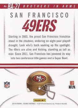 2014 Score - Brothers in Arms Red #BA-27 San Francisco 49ers Back