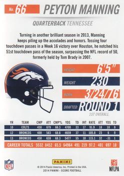 2014 Score - Gold Zone #66 Peyton Manning Back