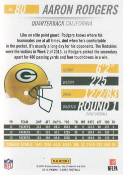 2014 Score - Gold Zone #80 Aaron Rodgers Back