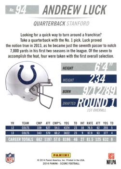 2014 Score - Gold Zone #94 Andrew Luck Back