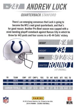 2014 Score - Gold Zone #247 Andrew Luck Back