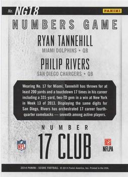 2014 Score - Numbers Game #NG18 Ryan Tannehill / Philip Rivers Back