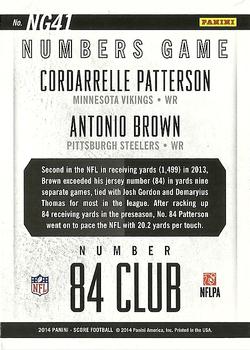 2014 Score - Numbers Game #NG41 Cordarrelle Patterson / Antonio Brown Back