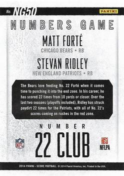 2014 Score - Numbers Game #NG50 Matt Forte / Stevan Ridley Back
