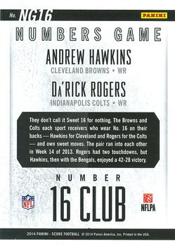 2014 Score - Numbers Game #NG16 Andrew Hawkins / Da'Rick Rogers Back