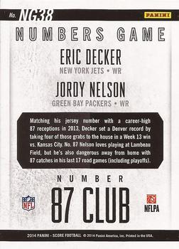 2014 Score - Numbers Game #NG38 Eric Decker / Jordy Nelson Back