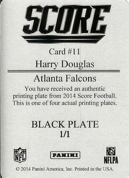 2014 Score - Printing Plates Black #11 Harry Douglas Back