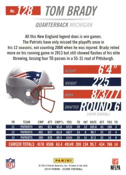 2014 Score - Scorecard #128 Tom Brady Back