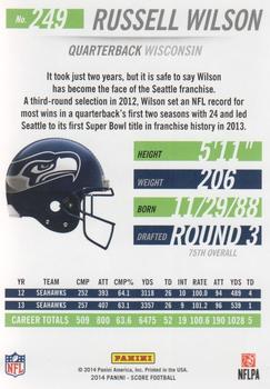 2014 Score - Scorecard #249 Russell Wilson Back