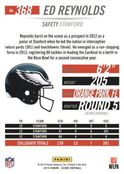2014 Score - Scorecard #368 Ed Reynolds Back