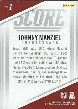 2014 Score - Rookie Team Helmets #1 Johnny Manziel Back